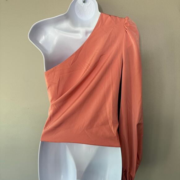 Lovers and Friends Kendall Blouse One Shoulder Guava Pink Satin Sz XS Feminine - Picture 4 of 15